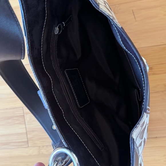 Coach Brown Signature Canvas Shoulder Bag with Dark Leather Trim - Picture 7 of 8